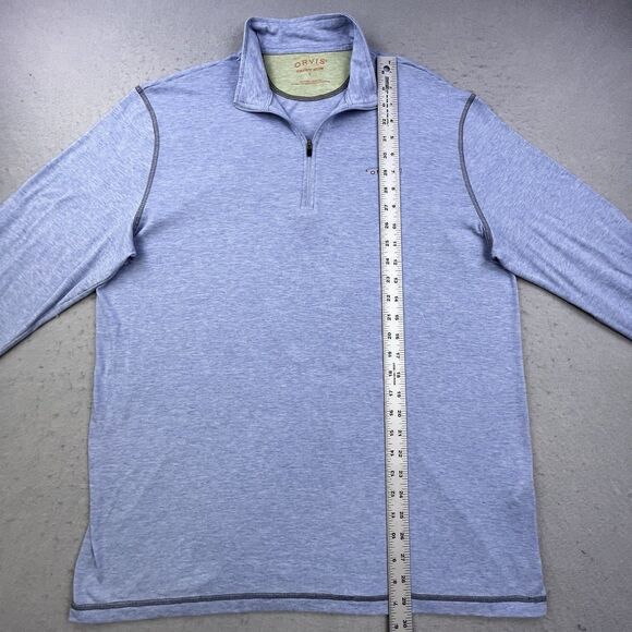 Orvis Trout Bum 1/4 Zip Shirt Mens Large Blue Long Sleeve Pullover Fishing - Picture 8 of 8